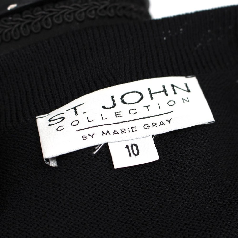 ST. JOHN Collection Black Santana Knit Button Cardigan Jacket Coat size 10 L - Picture 6 of 6
